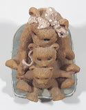 Three Brown Teddy Bears Sitting Together 5" Tall Heavy Resin Figurine