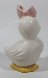 White Duck with Pink Bow and Pink Flower Design 5" Tall Porcelain Figurine