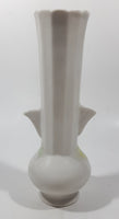 Vintage Red Flower Decor White Winged 8 1/2" Tall Porcelain Ceramic Bud Vase