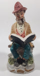 Vintage Man Wearing Hat Smoking Pipe Reading Book 6 1/2" Tall Porcelain Figurine