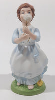 Vintage 1982 Avon Wishful Thoughts Girl Blowing Dandelion Flower 6" Tall Hand Painted Porcelain Figurine