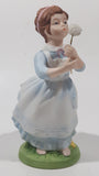 Vintage 1982 Avon Wishful Thoughts Girl Blowing Dandelion Flower 6" Tall Hand Painted Porcelain Figurine