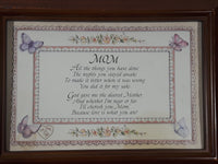 Mom Mother Themed "Wind Beneath My Wings" Wind Up Musical Wood Jewelry Box