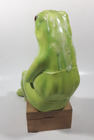 Poppy Pot Green Sitting Frog Shaped 10" Tall Ceramic Figurine