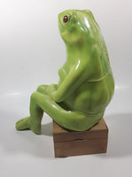 Poppy Pot Green Sitting Frog Shaped 10" Tall Ceramic Figurine