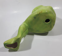 Poppy Pot Green Sitting Frog Shaped 10" Tall Ceramic Figurine