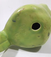 Poppy Pot Green Sitting Frog Shaped 10" Tall Ceramic Figurine