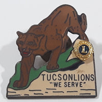 Vintage Lions Club Tucson "We Serve" Cougar Mountain Lion Themed 1 1/8" x 1 1/4" Enamel Metal Lapel Pin