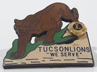 Vintage Lions Club Tucson "We Serve" Cougar Mountain Lion Themed 1 1/8" x 1 1/4" Enamel Metal Lapel Pin
