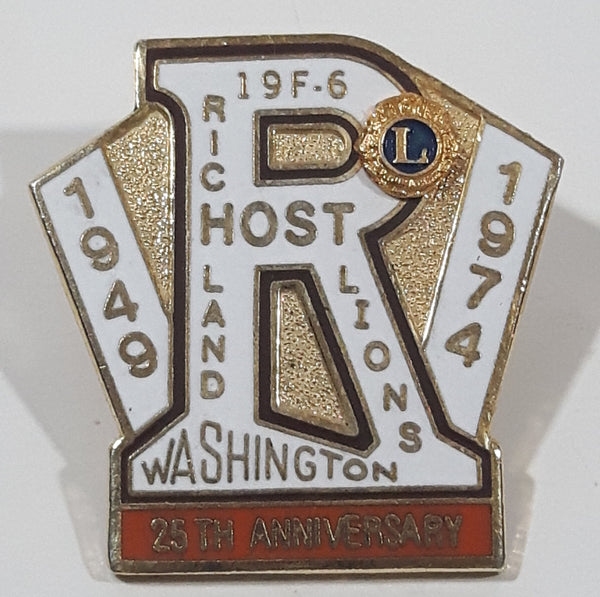 Vintage 1949 to 1974 Lions Club Richland Washington Host 19F-6 25th Anniversary 1 1/8" x 1 1/8" Enamel Metal Lapel Pin