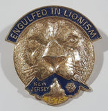 Vintage 1973 Lions Club New Jersey Engulfed in Lionism 1 1/8" x 1 1/8" Enamel Metal Lapel Pin