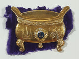Rare Vintage Lions Club Chinese Cauldron Pot Gold Tone 1 1/2" x 1 7/8" Enamel Metal Lapel Pin