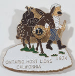 Vintage 1974 Lions Club Ontario Hosts Lions California Man with Pack Mule Donkey 1 1/2" x 1 1/2" Enamel Metal Lapel Pin