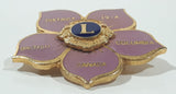 Vintage Lions Club British Columbia Canada District 19-A Purple Flower Themed 1 1/4" Enamel Metal Lapel Pin