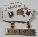 Vintage 1975 Lions Club Canada Shaped Dallas Texas 1 3/8" x 1 1/2" Enamel Metal Lapel Pin