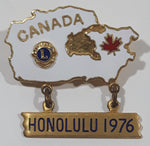 Vintage 1976 Lions Club Canada Shaped Honolulu 1 3/8" x 1 1/2" Enamel Metal Lapel Pin