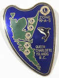Vintage Lions Club Queen Charlotte Islands B.C. Zone 19-A-5 1 3/8" x 2" Enamel Metal Lapel Pin