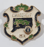 Vintage 1974 Lions Club Connecticut 1 3/8" x 2" Enamel Metal Lapel Pin