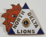 Vintage Lions Club North Delta BC Sun God Themed 1" x 1 3/8" Enamel Metal Lapel Pin