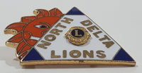 Vintage Lions Club North Delta BC Sun God Themed 1" x 1 3/8" Enamel Metal Lapel Pin