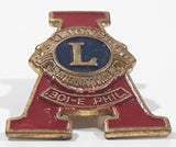 Vintage Lions Club International 301-E Phil. Philippines Letter A Shaped 7/8" x 1" Enamel Metal Lapel Pin