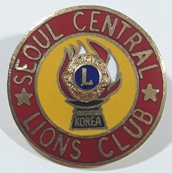 Vintage Lions Club Seoul Central Korea 1 1/8" Enamel Metal Lapel Pin