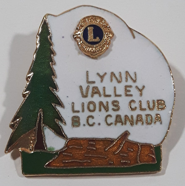 Vintage Lions Club Lynn Valley B.C. Canada 1 1/8" x 1 1/8" Enamel Metal Lapel Pin