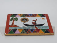 Vintage Lions Club Florida Native American in Canoe in Ocean Palm Tree Theme 1 1/4" x 1 3/4" Enamel Metal Lapel Pin