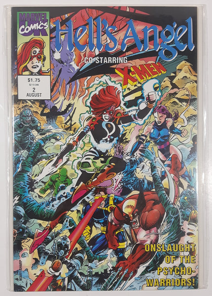August 1992 Marvel Comics Hell's Angel Co-Starring X-Men Onslaught Of The Psycho-Warriors! #2 Comic Book On Board in Bag