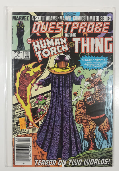 Vintage 1985 Marvel Comics Questprobe Featuring The Human Torch And The Thing #3 Terror On Two Worlds! 75 Cent Comic Book On Board in Bag