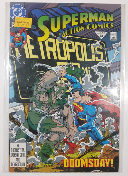 December 1992 DC Comics Superman In Action Comics #684 Metropolis Doomsday! Comic Book