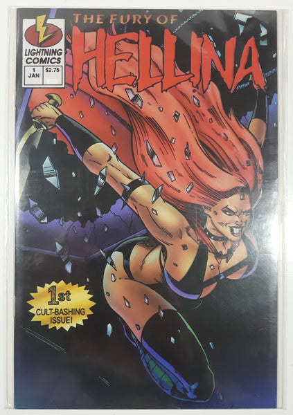 January 1995 Lightning Comics #1 The Fury of Hellina 1st Cult-Bashing Issue! Comic Book On Board in Bag