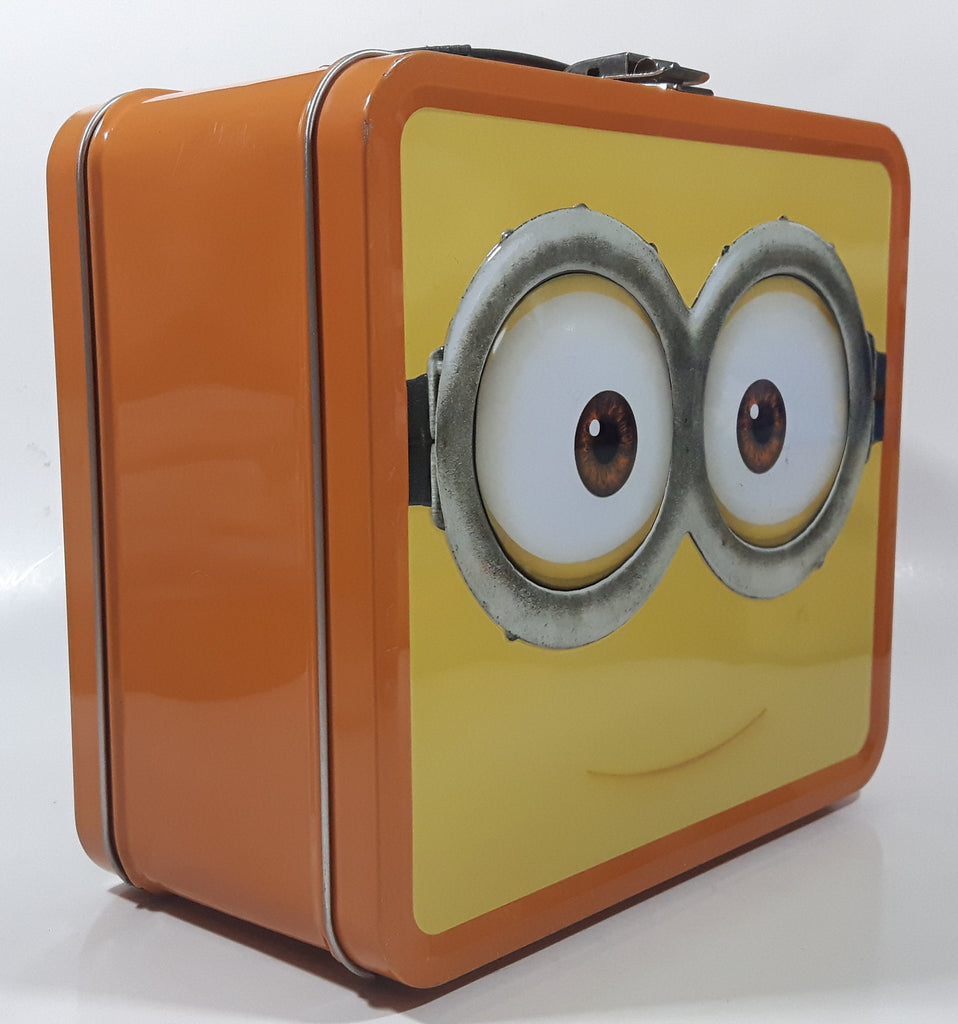 2013 Despicable Me 2 Minions Themed Orange Embossed Tin Metal Lunch Bo ...