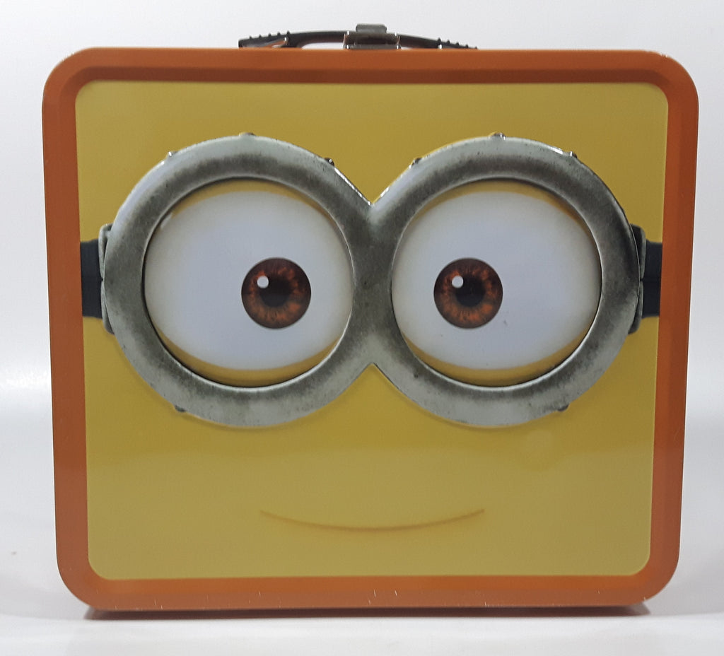 2013 Despicable Me 2 Minions Themed Orange Embossed Tin Metal Lunch Bo ...