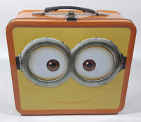 2013 Despicable Me 2 Minions Themed Orange Embossed Tin Metal Lunch Box Container