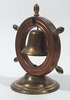 Vintage Copper Captain's Ship Wheel with Brass Bell and Base 4 1/2" Tall