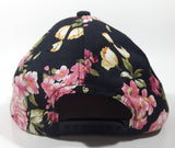 Flag & Symbol Pink Tropical Flower Themed Embroidered Los Angeles Black Snap Back Adjustable Size Baseball Cap Hat
