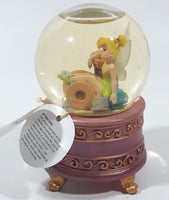 Disney Store Exclusive Fairies Tinkerbell Sitting On Spools of Thread 3 1/2" Tall Miniature Footed Resin Snow Globe with Tag