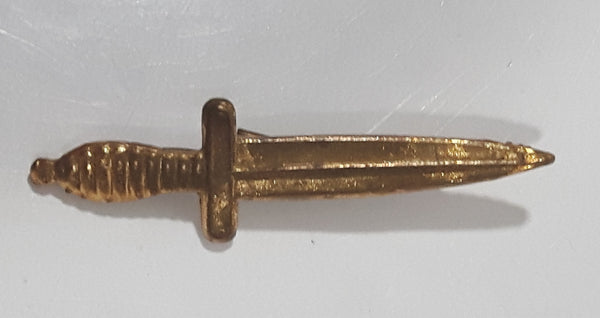Vintage British Military Royal Marines Dagger Sword Shaped 3/8" x 1 3/8" Gold Tone Hat Cap Shoulder Badge Military Insignia