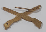 Vintage US Army Infantry Crossed Rifles Guns 5/8" x 1 1/8" Badge Insignia Enamel Bronze Tone Metal Pin