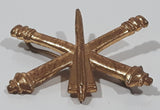 Vintage US Army Air Defense Crossed Cannons and Missile 1 1/8" x 1 1/4" Gold Tone Metal Military Badge Insignia