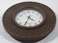 Herald & Barnes House Of Clocks Round 9" Brown Woven Wicker Style Plastic Wall Clock