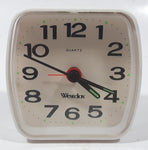 Vintage Westclox Battery Operated 3" White Plastic Nightstand Alarm Clock with Glow in The Dark Hands