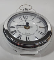 Quartz Pocket Watch Shaped Large 5 3/4" Tall Chrome Table Clock