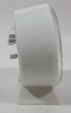 Vintage Cosmo White Plastic 4 1/2" Tall Wind Up Alarm Clock with Glow In The Dark Hands