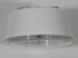 Vintage Cosmo White Plastic 4 1/2" Tall Wind Up Alarm Clock with Glow In The Dark Hands