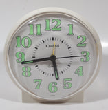 Vintage Cardinal White Plastic 5 1/4" Tall Alarm Clock with Glow In The Dark Hands and Numbers