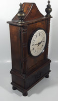 Cathedral Style 15 3/8" Tall Wood Cased Mantle Clock with Drawer