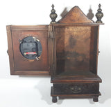 Cathedral Style 15 3/8" Tall Wood Cased Mantle Clock with Drawer