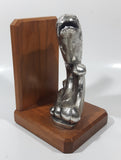 Vintage Jumping Salmon or Trout Fish 6 1/2" Tall Metal and Wood Bookend